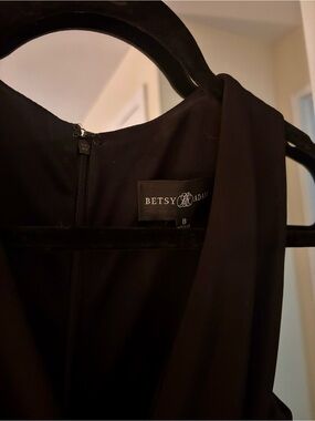 Betsy & Adam Black V-Neck Evening Dress